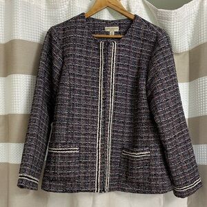 MaxMara Navy and White Tweed Blazer